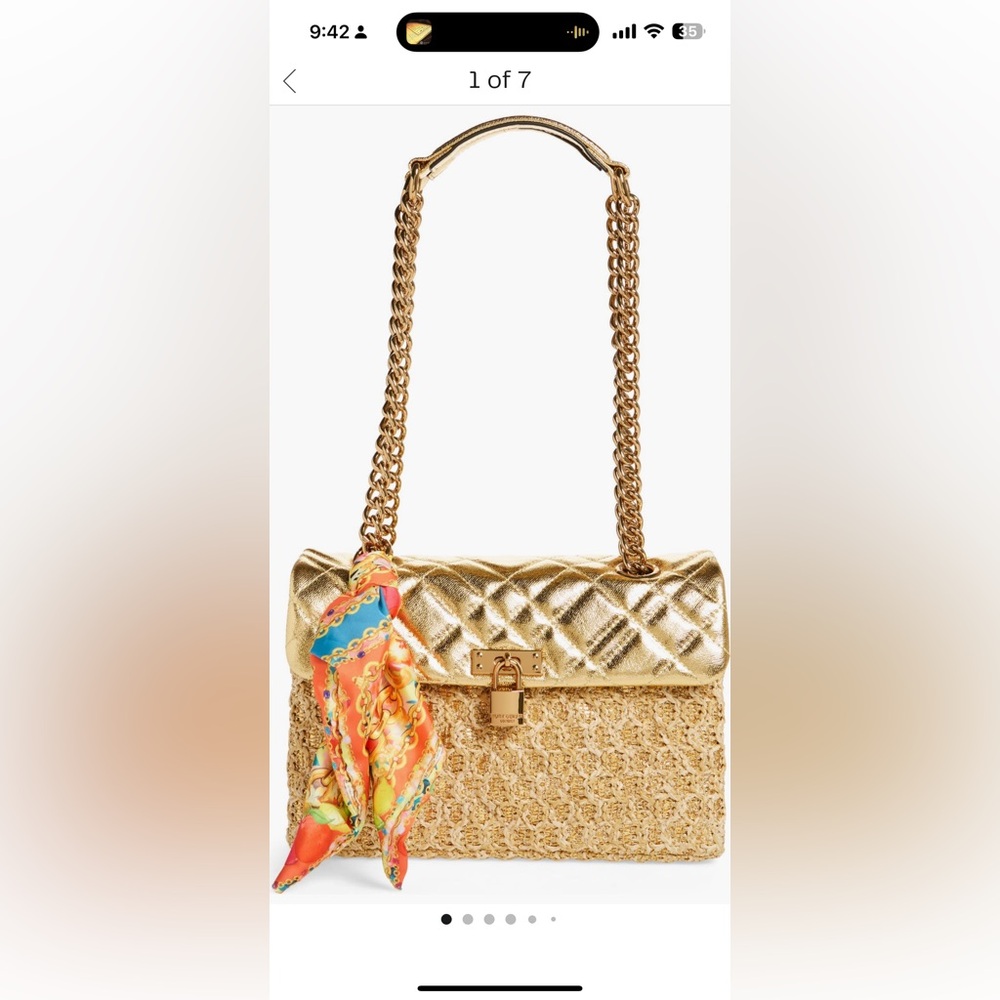 Kurt Geiger Gold Shoulder Bag with Scarf